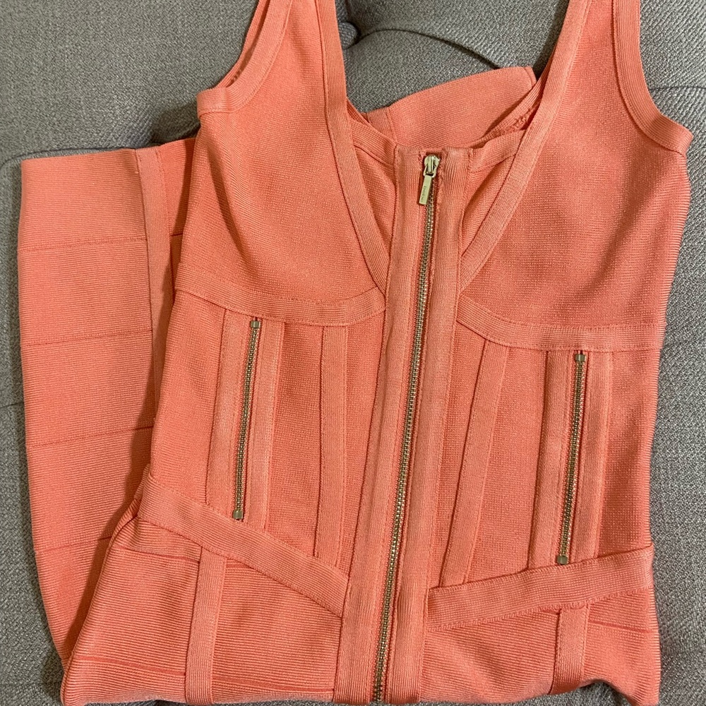 Bandage Bodycon midi dress in fresh salmon XS - Picture 5 of 5